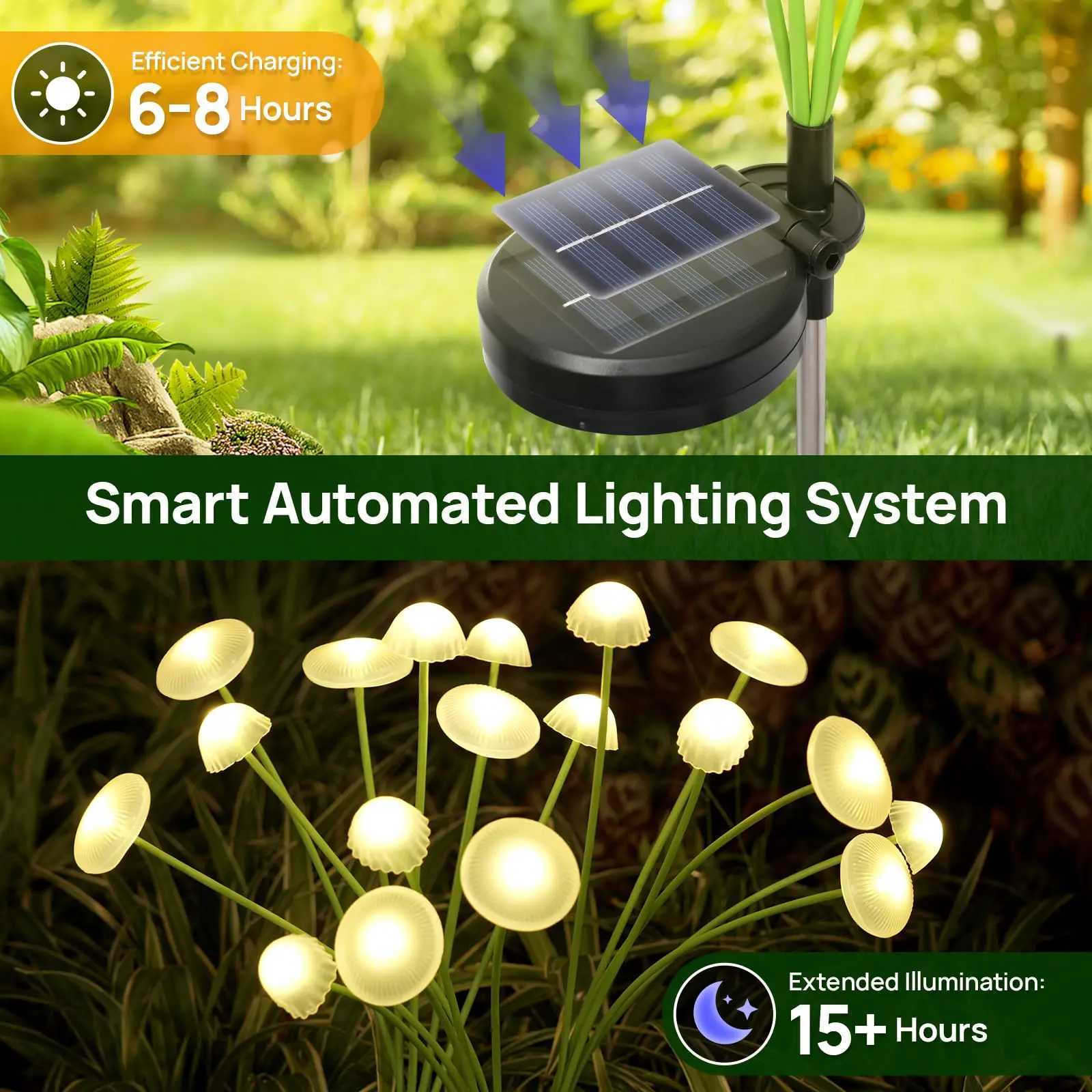 Solar Lights Outdoor LED Solar Mushroom Lawn Lights Waterproof Party Yard Patio Pathway Jellyfish Lamp for Garden DecorationXJ250606