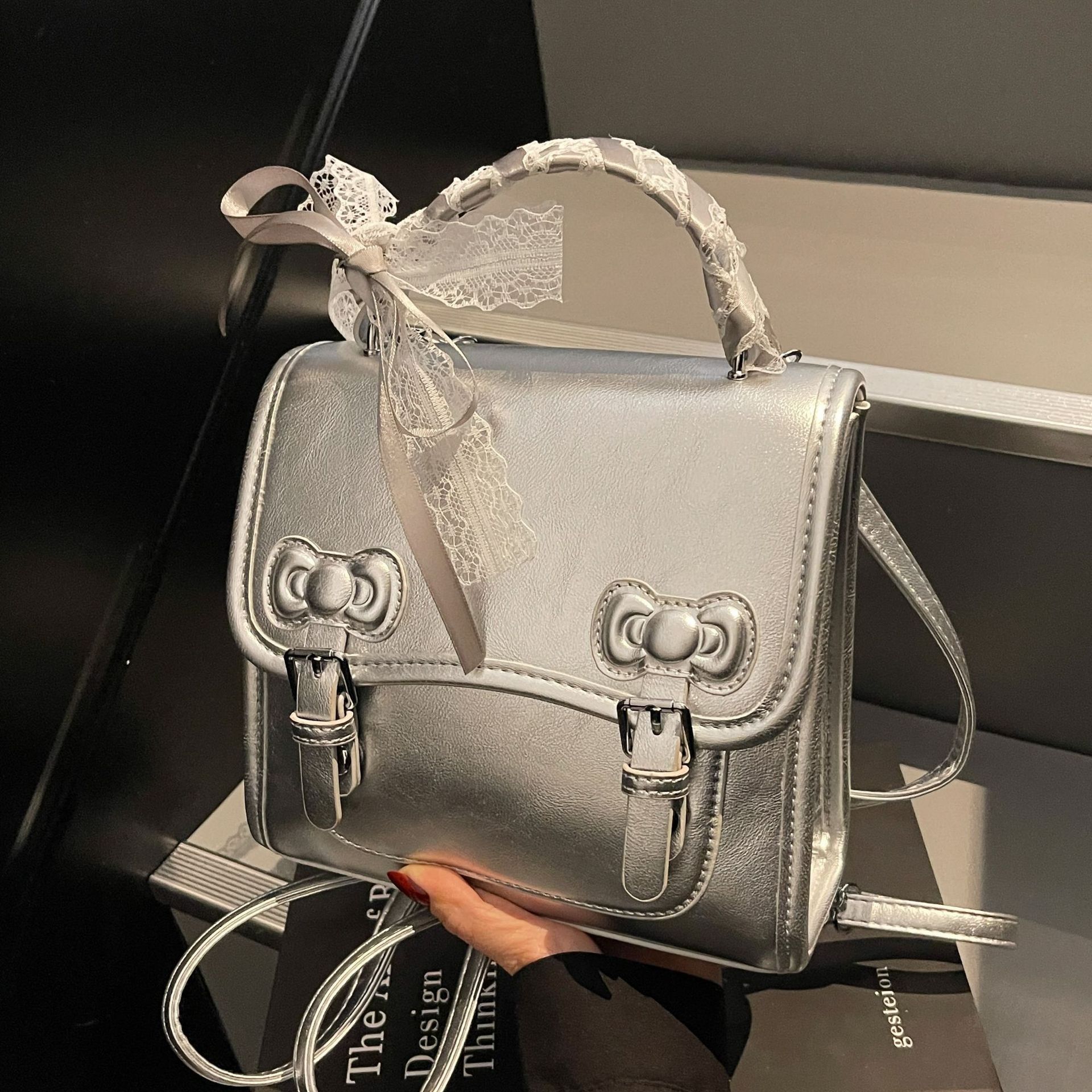 designer Korean Silk Scarf Handbag Women's 2025 New Trendy Fashion Backpack College Style Versatile Shoulder Bag