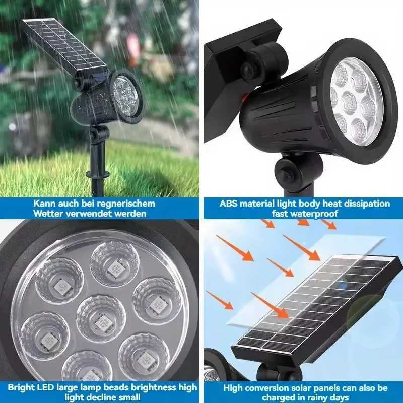 Outdoor Solar Spotlight Control Waterproof Floor Plug Lawn Lamp Household Outdoor Landscape Courtyard Light Garden Tree Light XJ250606