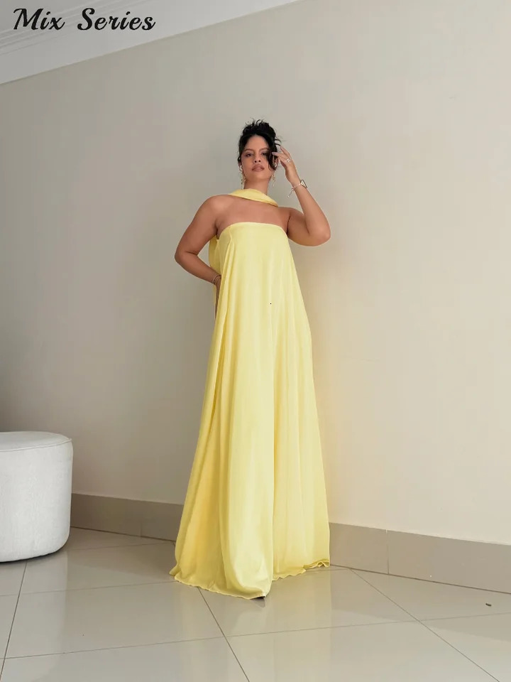 Elegant Halter Long Dress Womens Loose Sleeveless Off Shoulder Floor-length Dresses 2025 Spring Summer Lady Solid Stylish Robes 250605