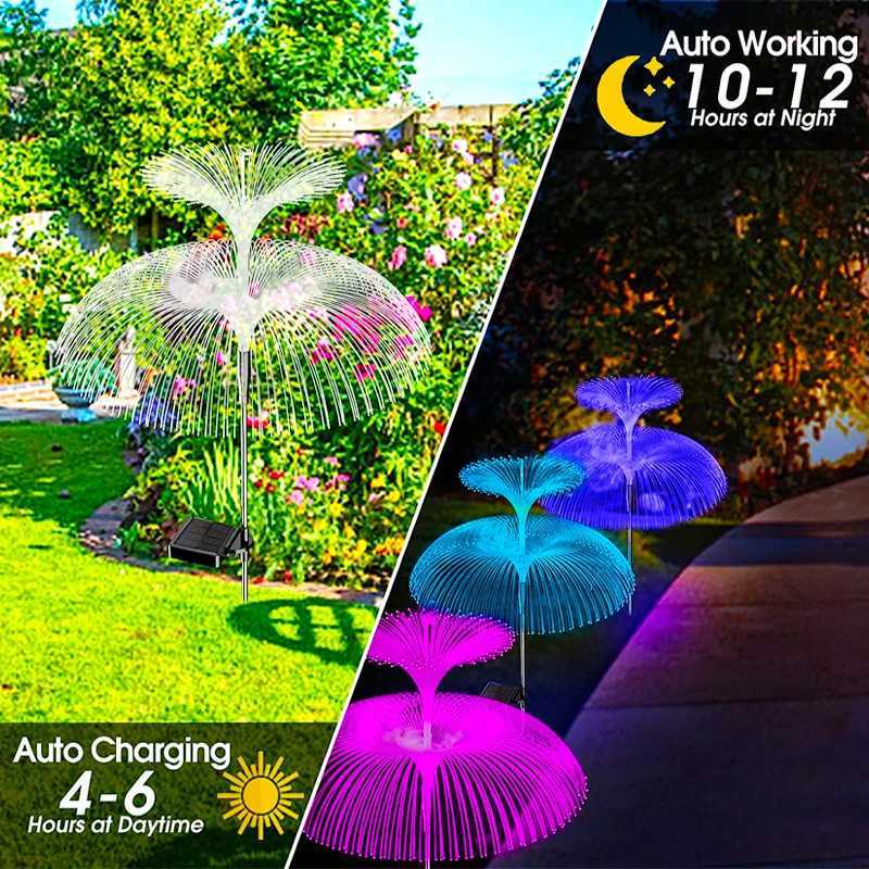 Solar Double Jellyfish Pathway Lights LED Garden Decor Stake Light Waterproof Outdoor Yard Lawn Patio Solar Lawn Lamp XJ250606