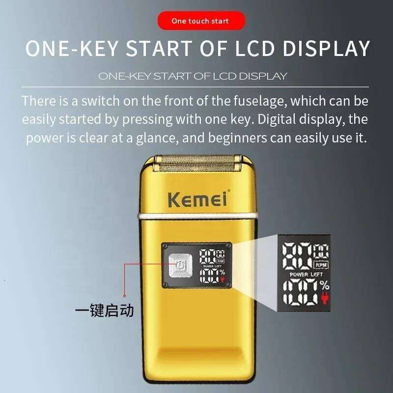 Kemei Km-Tx8 Men's Electric Shaver Metal Body, USB Fast Charging, 3D Floating Heads, LCD Display, Beard Trimmer Groomer