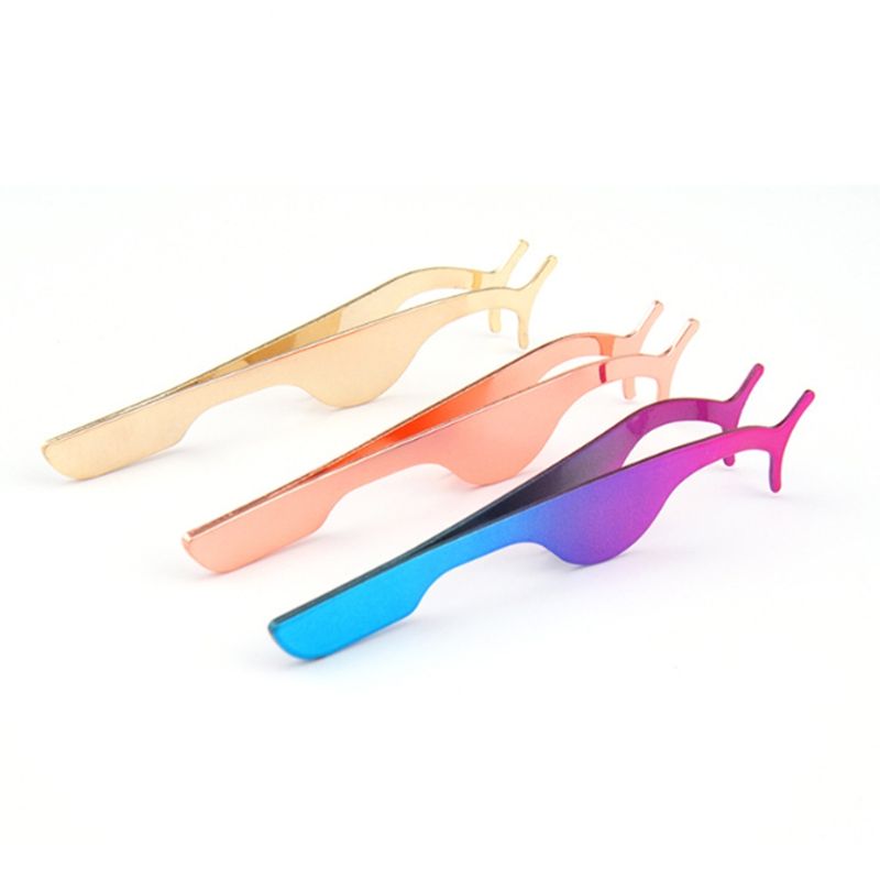 Multifunctional False Eyelashes Curler Tweezers Stainless Auxiliary Eyelash Curler Eye Lash Applicator Clip