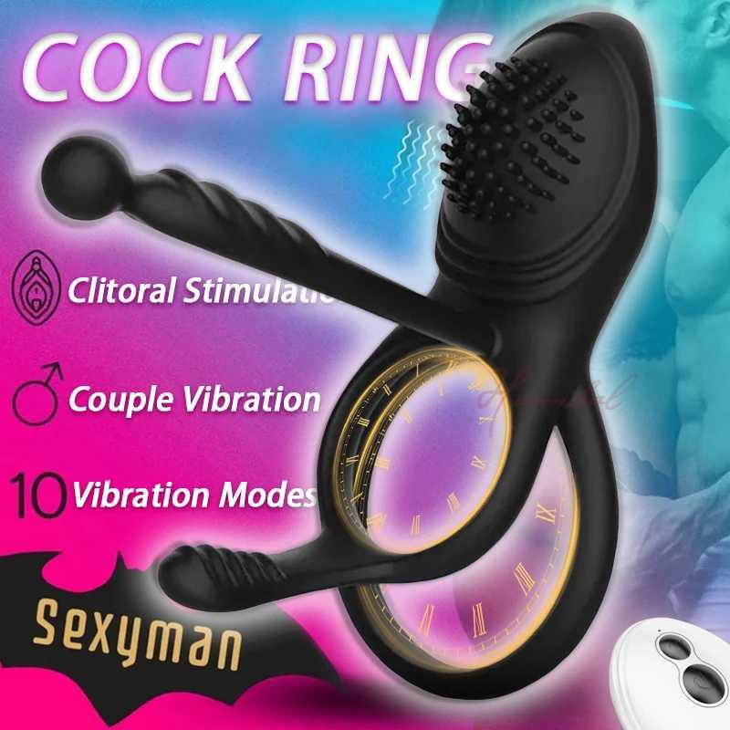 Hannibal Penis Rings Vibrator for Men 10 Speeds Delay Ejaculation Double Cock Ring Clitoral Stimulator Adult Sex Toys for Couples XJ250607
