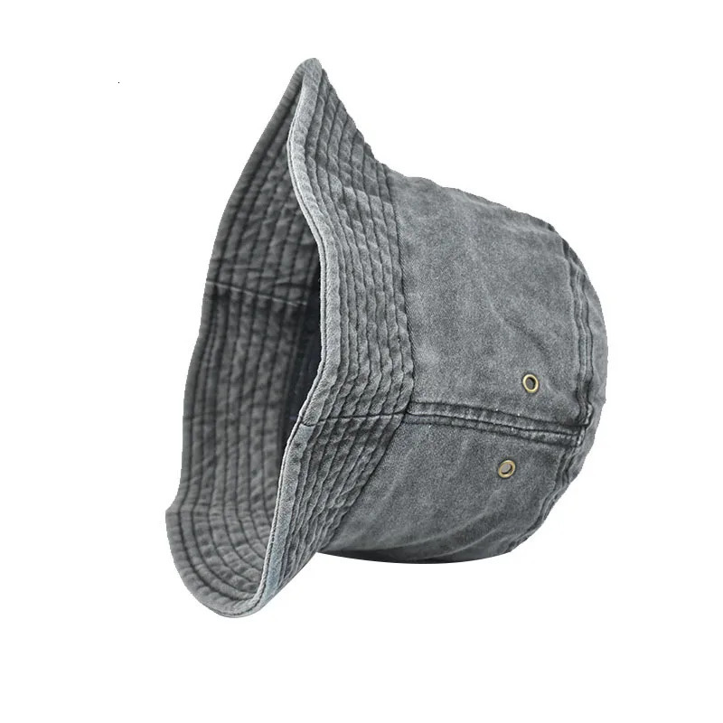 Solid Cotton Washed Denim Bucket Hats Unisex Bob Folding Fisherman Wide Brim Caps Hip Hop Gorros Men Women Panama Bucket Cap 250605