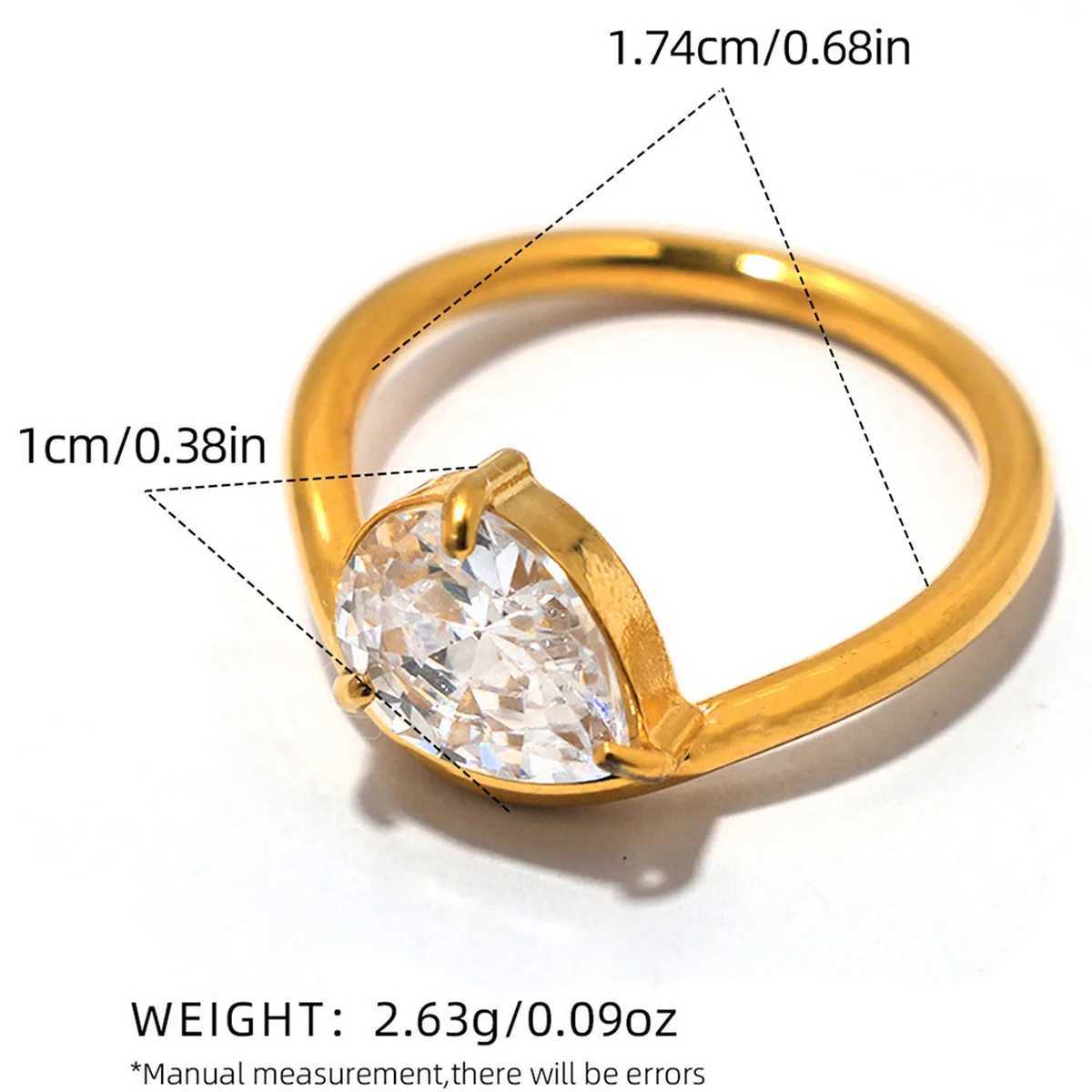 Luxury Shiny AAA Cubic Zirconia Stainless Steel Geometric Rings Waterproof High Quality Textured Jewelry Accessories for Women XJ250606