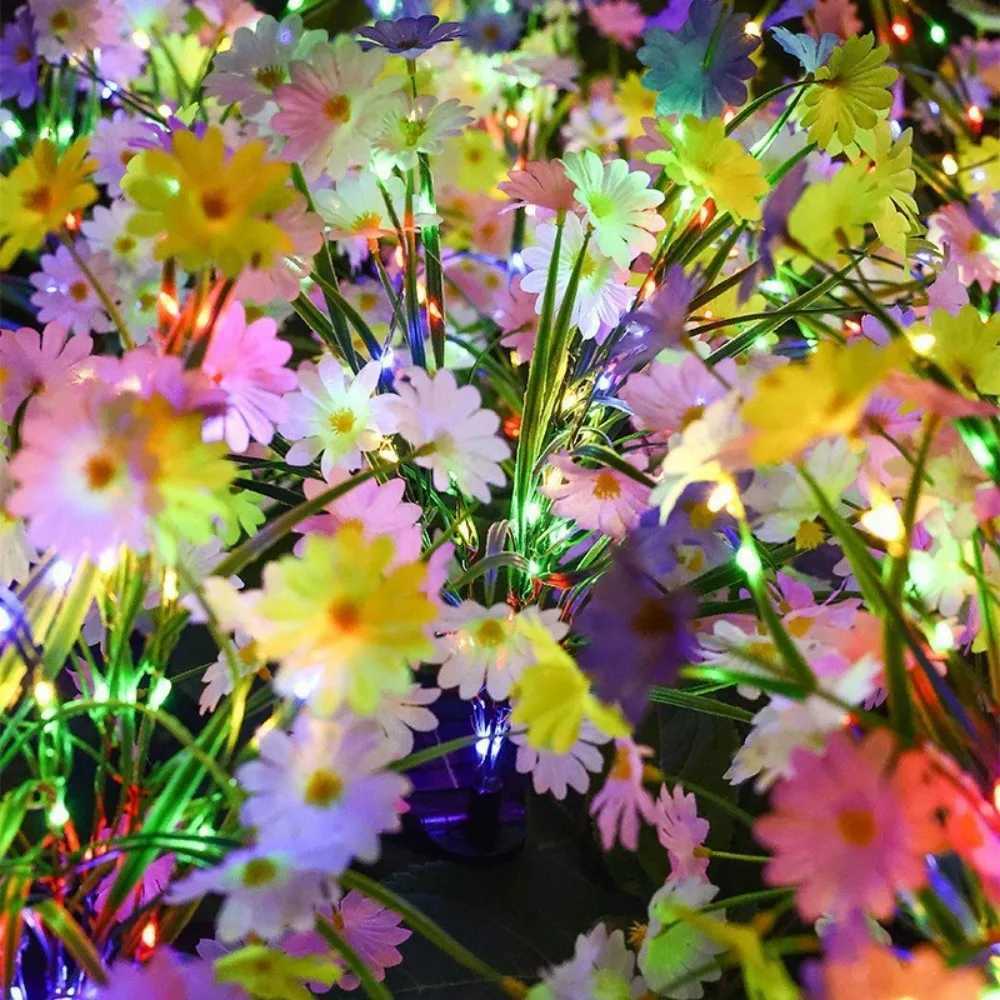 1PC 7Head Solar Powered Small Wild Chrysanthemum Ground Plug-in Lamp Used for Courtyard Garden Lawn Outdoor Camping Decoration W250607