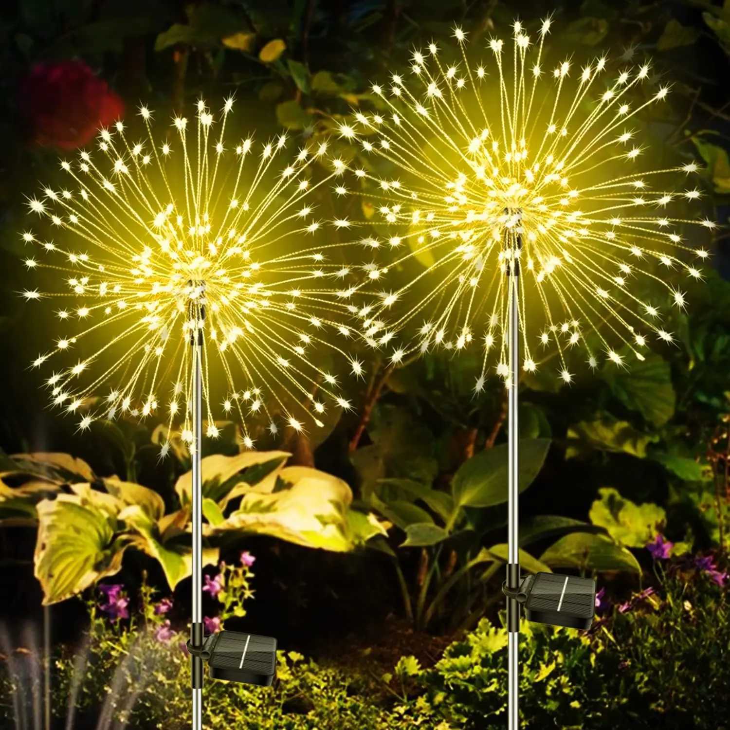 Solar Fireworks Light Outdoor Waterproof Light 2-piece Set Garden Courtyard Road Lawn Decoration Copper Wire XJ250606