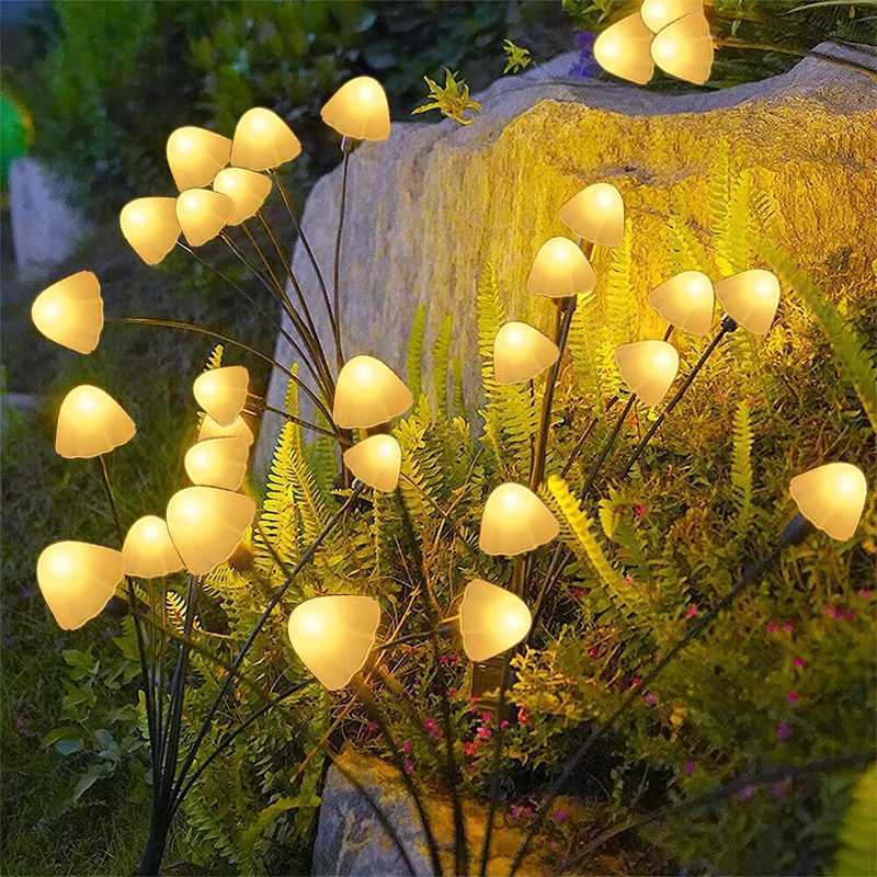 Solar Mushroom Stake Lights Outdoor LED Waterproof Mushroom Pathway Lights Garden Decor Landscape Yard Patio Lawn Solar Lamp XJ250606
