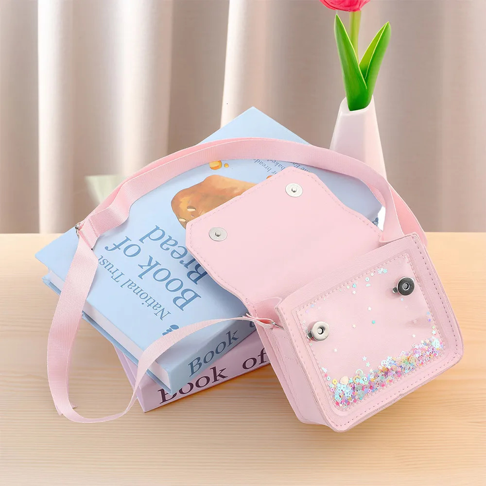 Cute Flowers Childrens Handbags Messenger Bag Sweet Girls Pearl Shiny Kids Shoulder Cartoon PU Leather Crossbody Bags 250605