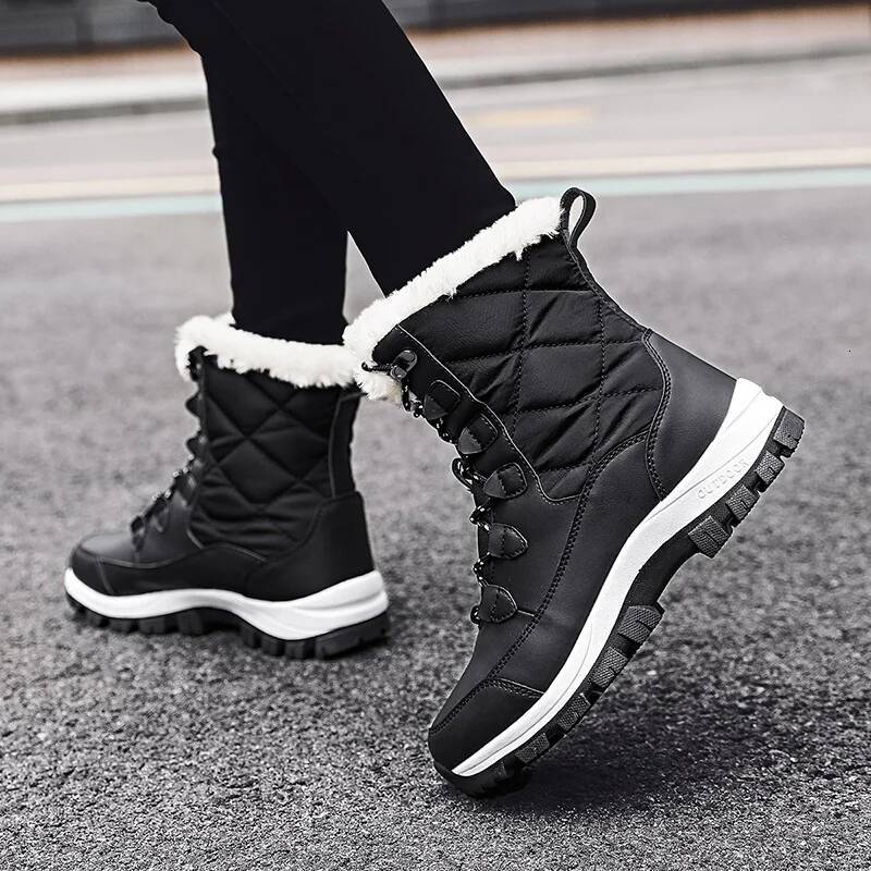 Ddmyoutdoor Winter Women High Quality Cotton Shoes With Thick Soles Anti Slip And Warm Snow Comfortable Plush Work Ankle Boots Outdoor Shoes