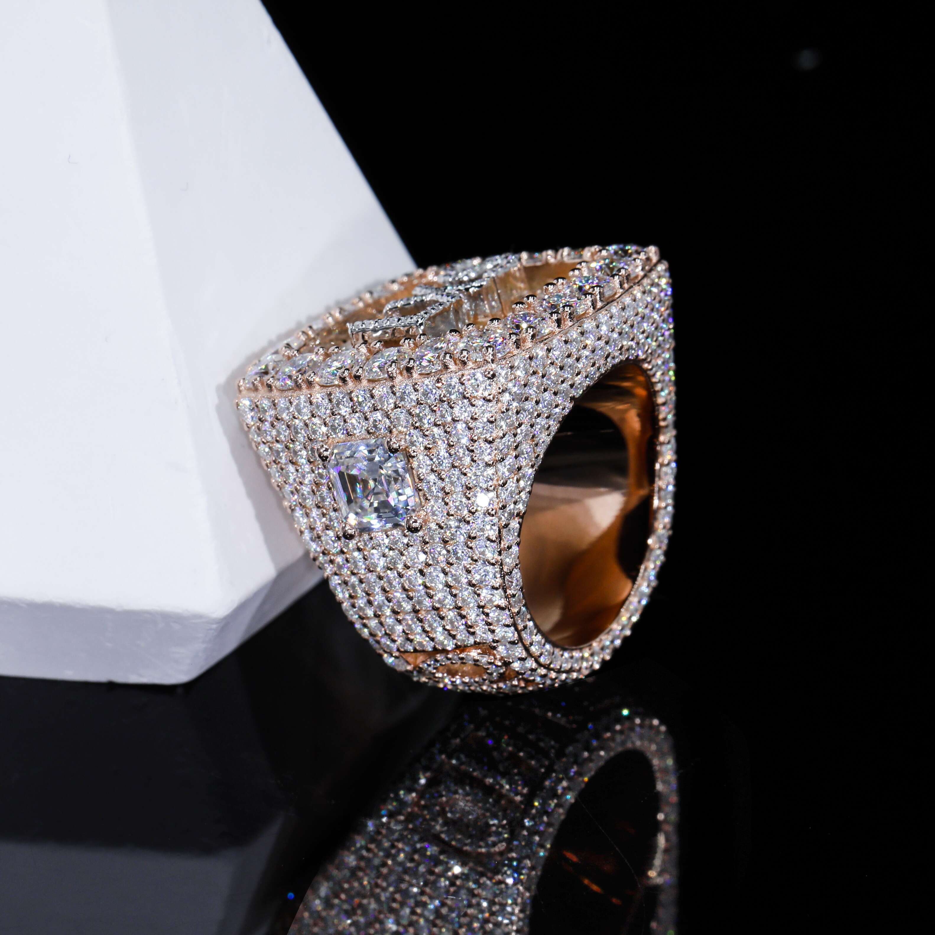 New Design 925 Sterling Silver Diamond Custom Diamond Rings Iced Out VVS Moissanite Hip Hop Men Ring