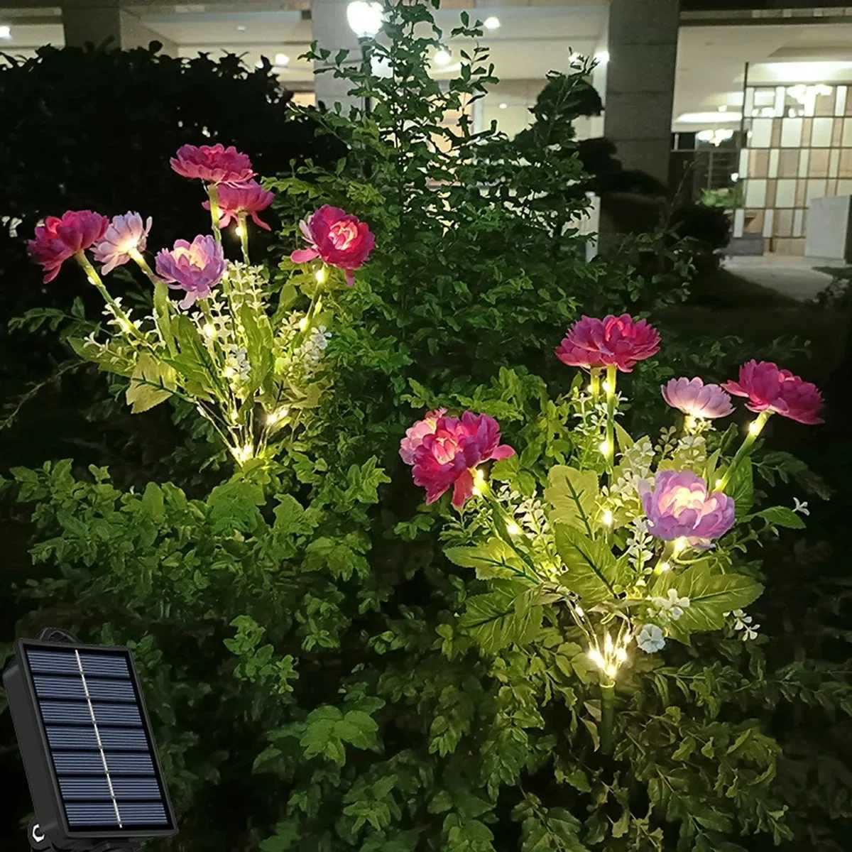 Solar LED Lights Snow Lotus Flower Lawn Lamp IP65 Outdoor Waterproof For Yard Patio Garden Decoration Flower Holiday Party Lamp W250607