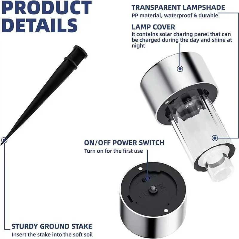 Outdoor Solar Lights Garden Lights Solar Powered Lamp Lantern Waterproof Landscape Lighting Pathway Yard Lawn Garden Decoration XJ250606