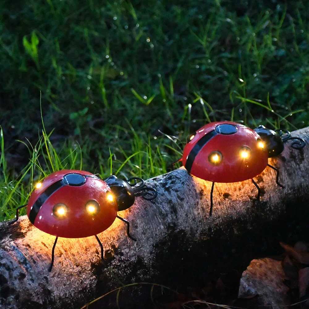 Solar Ladybug Light IP44 Waterproof Outdoor Garden Decor Auto On/Off Insect Lamp for Yard Lawn Patio Pathway Landscape Lights XJ250606