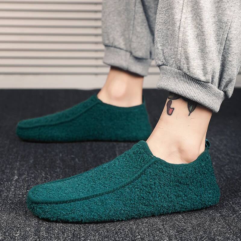 Ddmyoutdoor Cotton Slippers Men Winter Warm Soft Plush Flats Casual Male Loafers Light Indoor Home Walking Shoes Footwear Beach outdoor shoes
