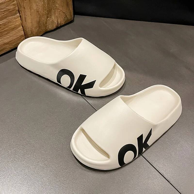 Ddmyoutdoor Fashion Men Women Summer Flat Lightweight EVA Comfort Fun OK Unisex Slipper Couples Shower Shoes Home Bathroom Slippers Beach outdoor shoe
