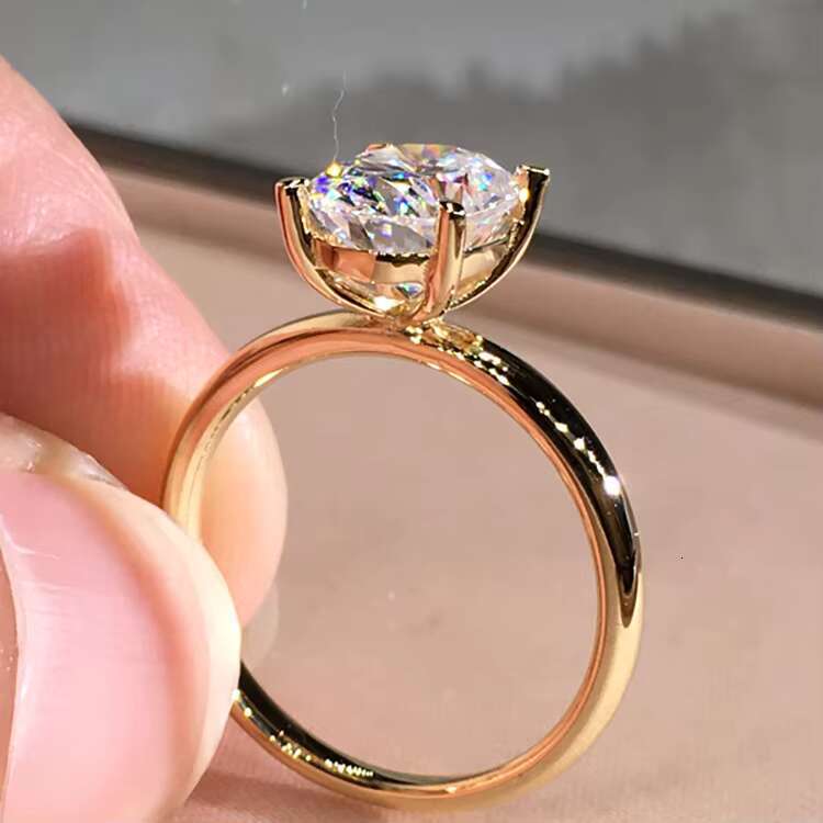 Custom 9K Yellow Gold Jewelry 1 Ct 2 Ct 3 Ct Fancy Moissanite Diamond Ring Solitaire Engagement Rings