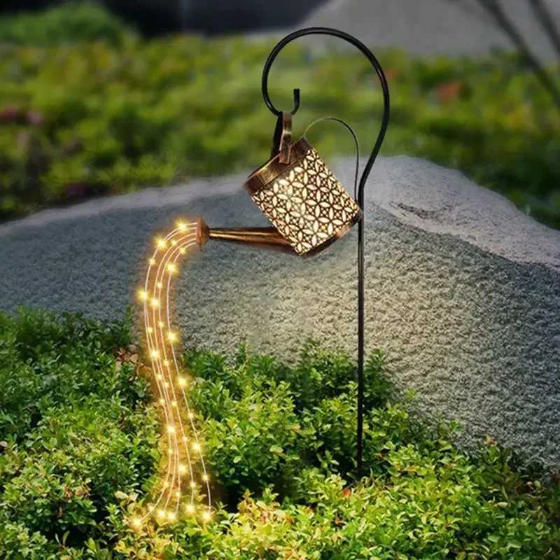 LED Solar Watering Can Light Hanging Kettle Lantern Light Outdoor Waterproof Hanging Waterfall Garden Decor Yard Porch Lawn Lamp W250607