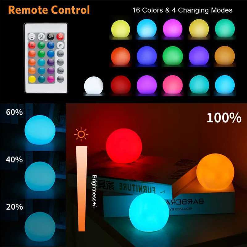 1/6PC Floating Garden Ball Light Swimming Pool Lights 16Color Waterproof Lawn Lamp Pool Toy Outdoor Party Wedding Bar Decor W250607