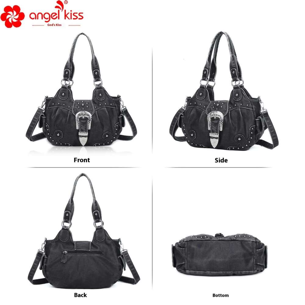 Angelkiss Women Handbag Satchel Top-handle Bag PU Dumpling Multi-pockets Shoulder Bags Phone Money Pack