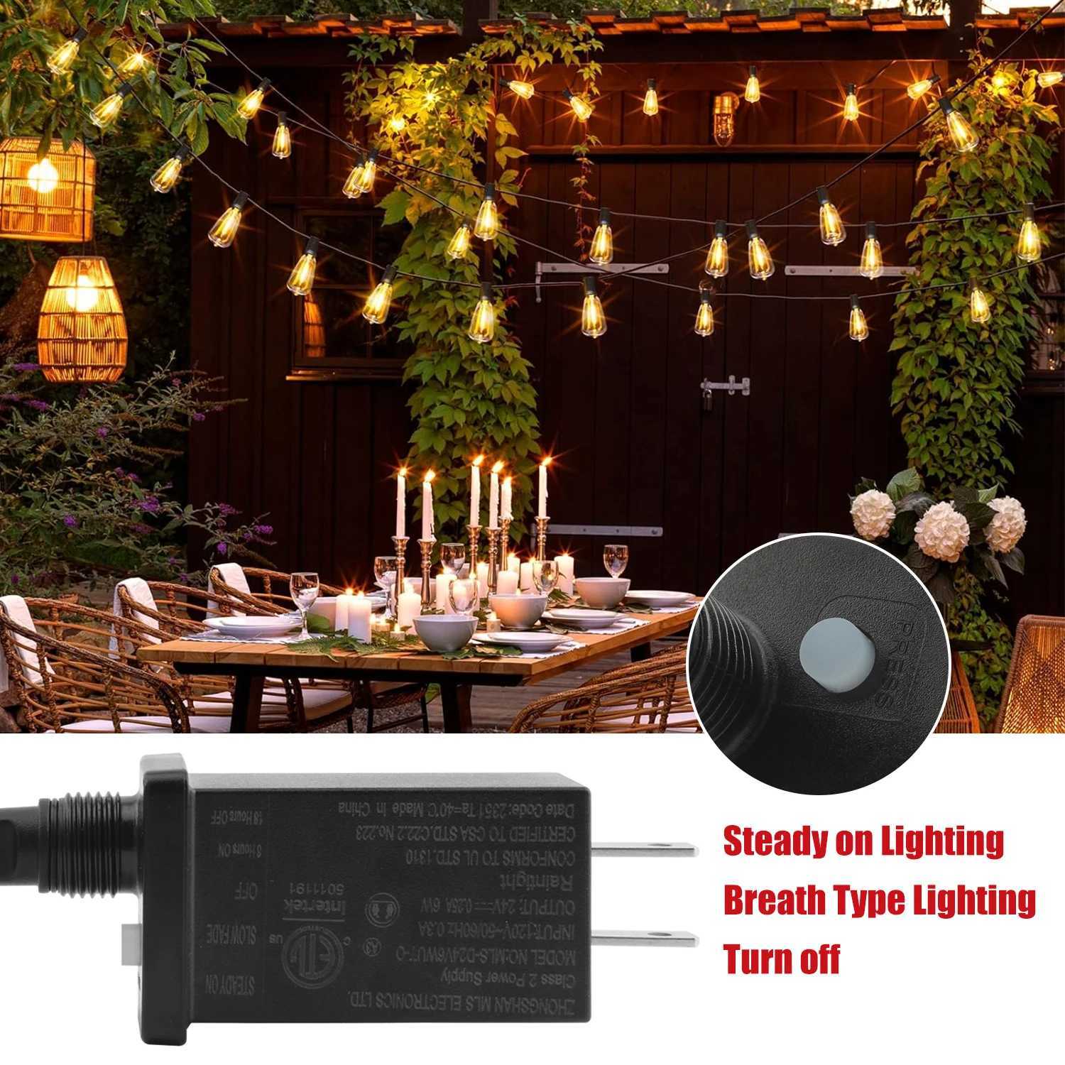 1/2/3pcs 28FT ST38 String Lights Outdoor US Plug 10+1 LED Patio Lights Fairy Garden Lamp For Home Xmas New Year Party HalloweenXJ250606