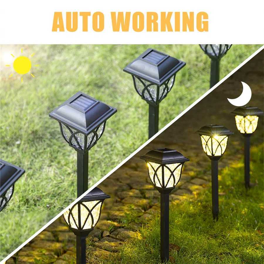 2pcs/Lot LED Solar Garden Light Waterproof Landscape Lawn Lamps for Park Pathway Walkway Yard Patio Decoration Outdoor Lighting W250607