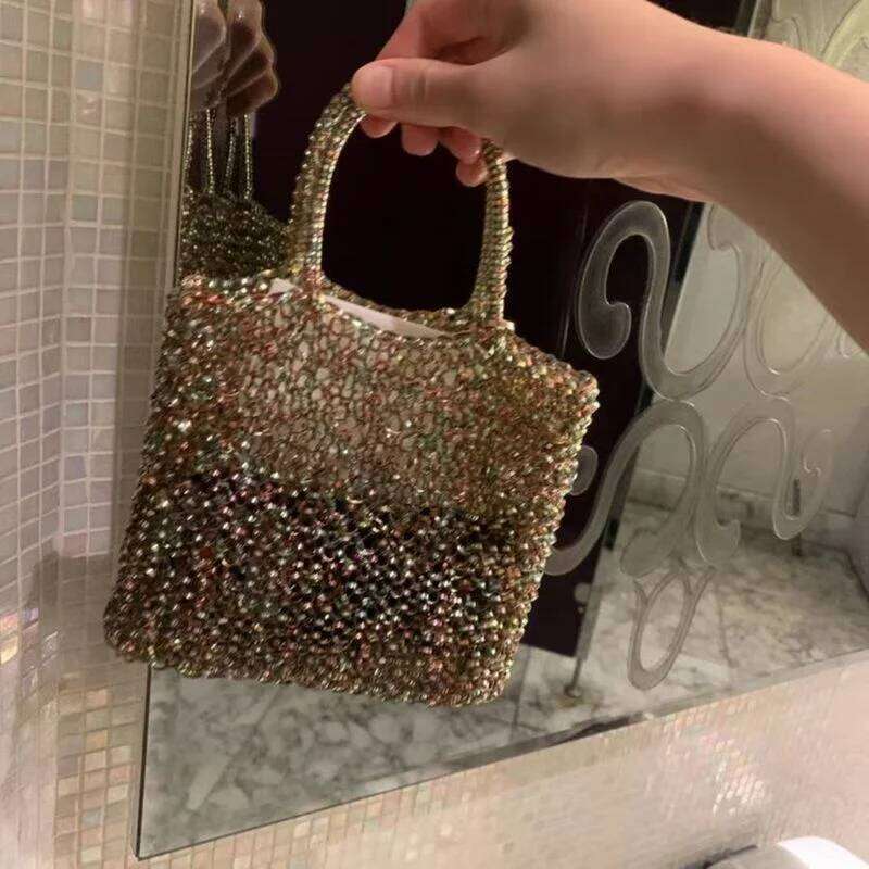 Women's Handbag 2022 Summer Pure Manual PVC Woven Shiny Women's Bag, Single Shoulder Messenger Bag