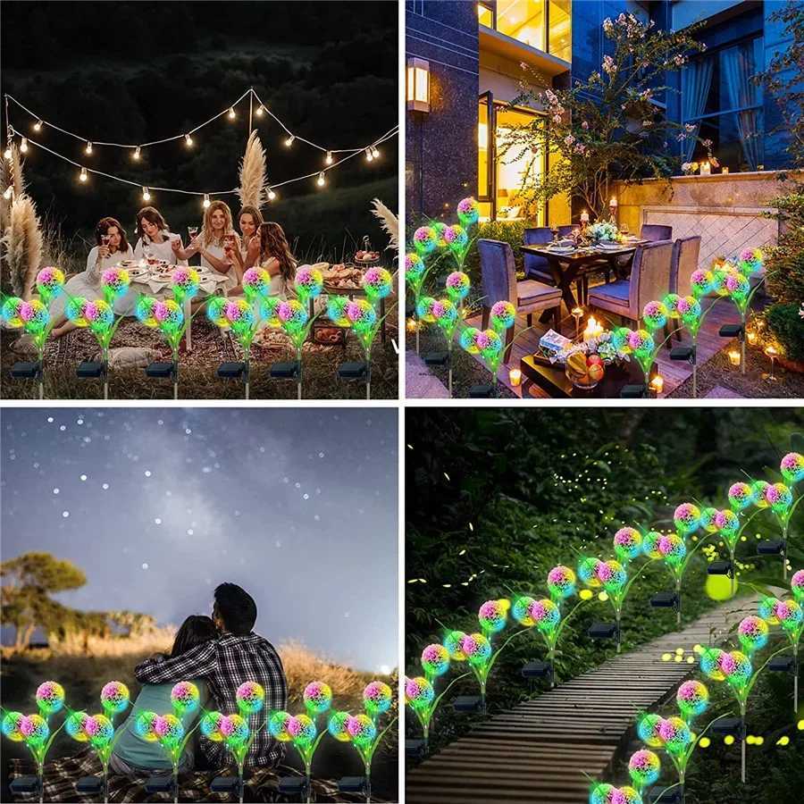 New Creative LED Solar Garden Light Outdoor Waterproof Dandelion Lawn Lamps for Pathway Yard Patio Decoration Landscape Lighting W250607