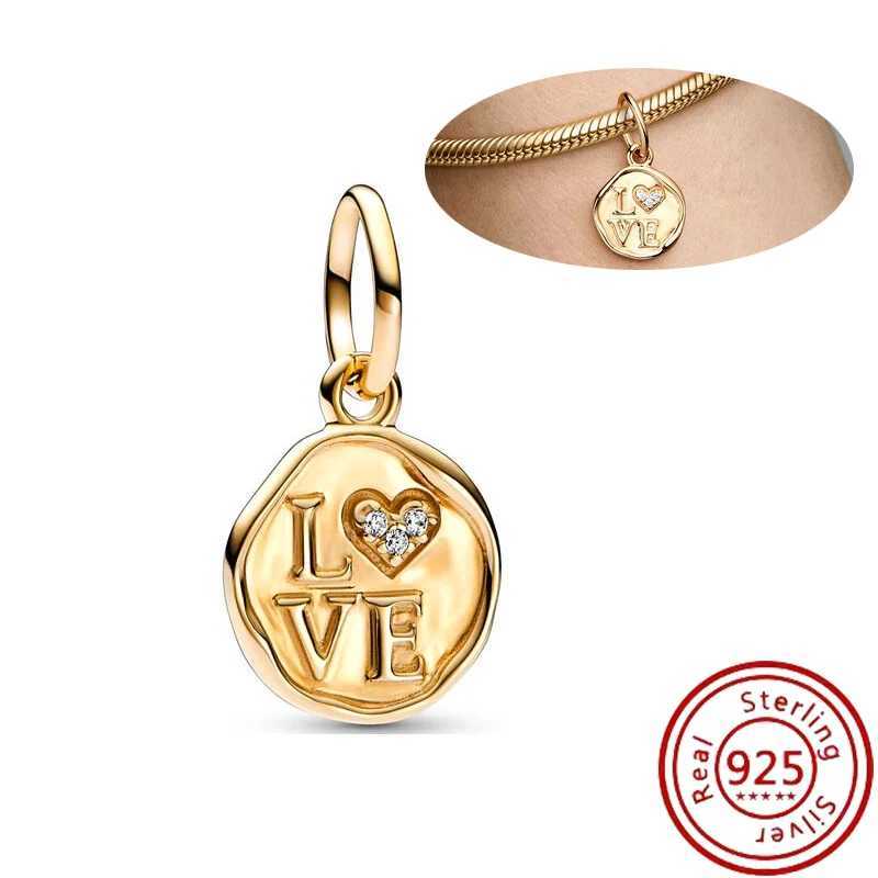 925 Silver Plated Gold Sparkling Unicorn House Friend Round Charm Beads Fit Original Pantaro Bracelet Jewelry Women Gift XJ250607