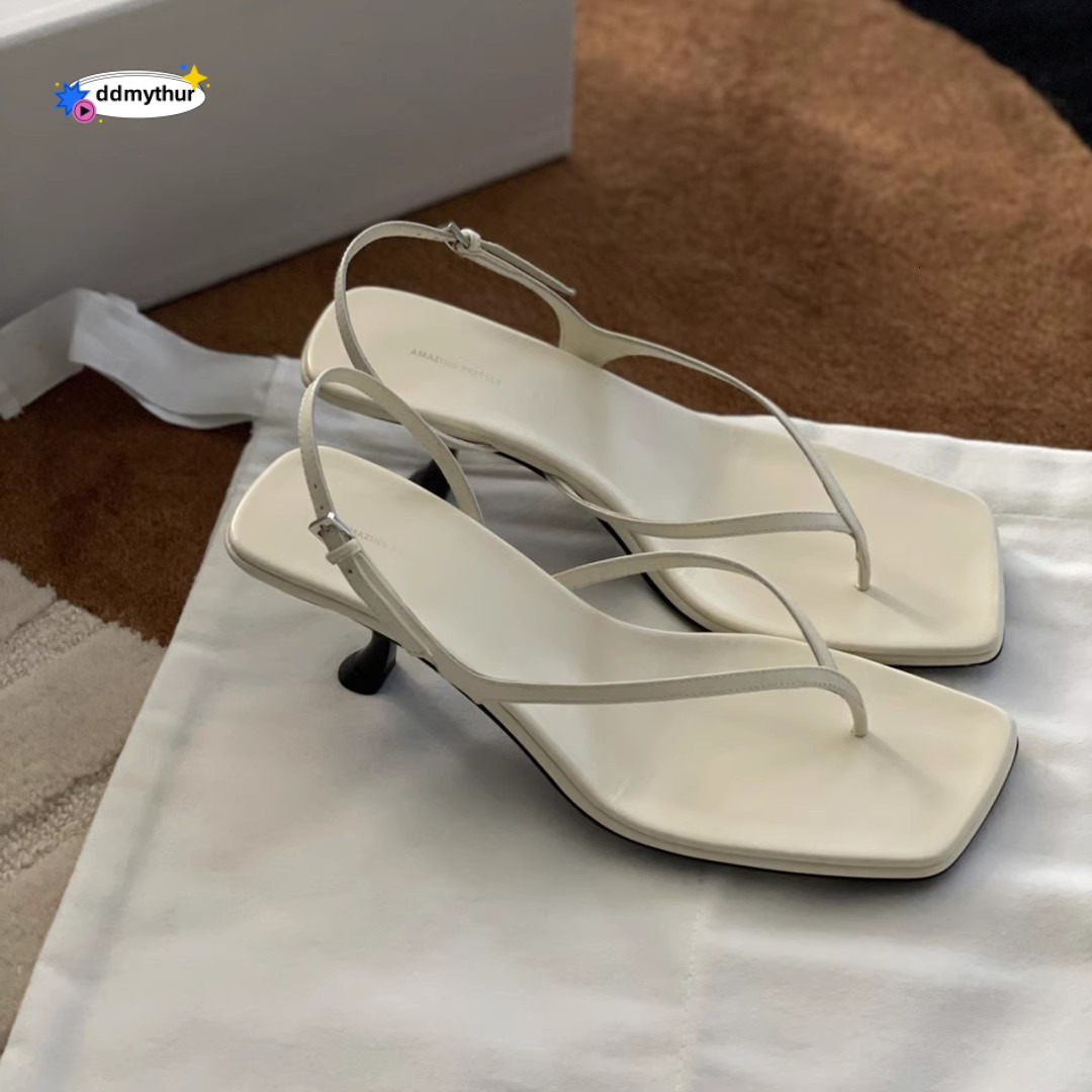 French Style High Heels Thin Heel Summer Fashion Toe Post Women 2025 New Back Strap Thong Sandals ddmythur