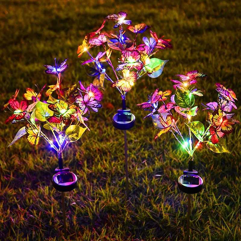 Simulation Butterfly Flower Solar LED Light Outdoor Summer Landscape Lighting Camping Wedding Garden Party Decoration Lawn LampXJ250606
