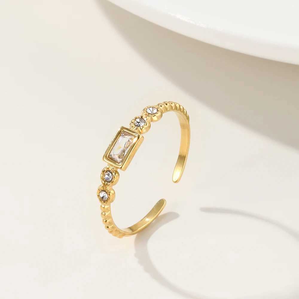 WILD FREE Luxury Zircon Crystal Stainless Steel Rings for Women Geometric Flower Butterfly Wedding Jewelry Gifts W250606