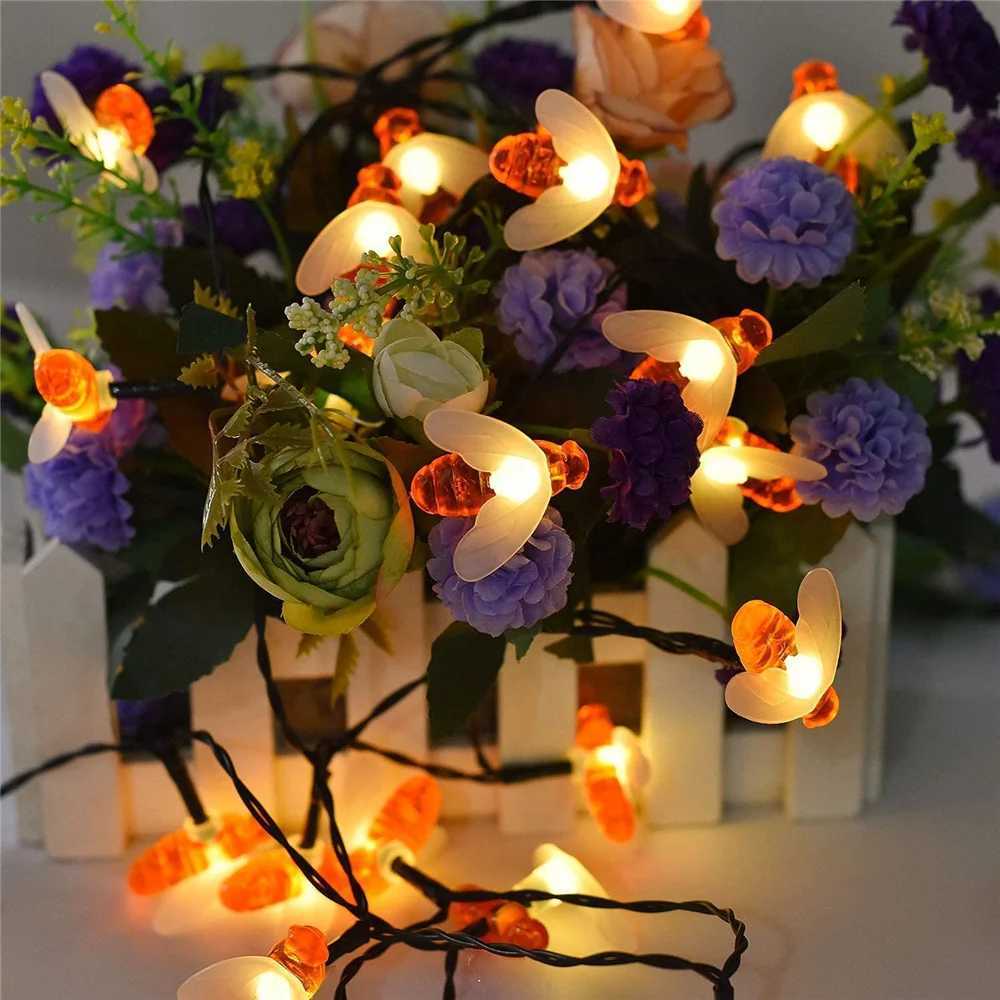 Solar String Light 20 LED Cute Bee Outdoor Light Wedding Home Garden Patio Party Christmas Tree Honeybee Starry Fairy Decor Lamp W250607