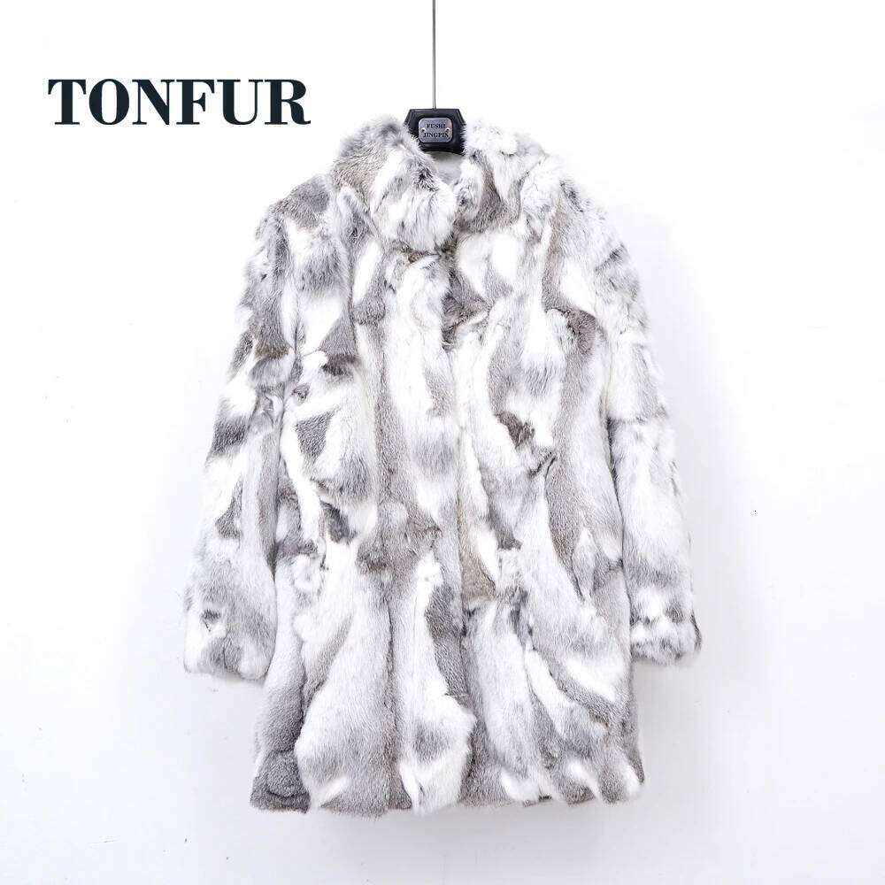2022 Thick Warm Classical Customize Women's Whole Skin Real Genuine Rabbit Fur Coat Female Mandarin Collar Jacket TSR257