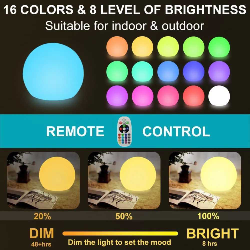 Waterproof LED Garden Ball Light Rechargeable Landscape Lighting Lawn Lamps for Outdoor Party Wedding Bar Garden W250607