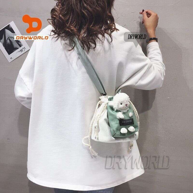 Cute Little Sheep Canvas Crossbody Female Students New Single Shoulder Bag Ins Style for Girls
