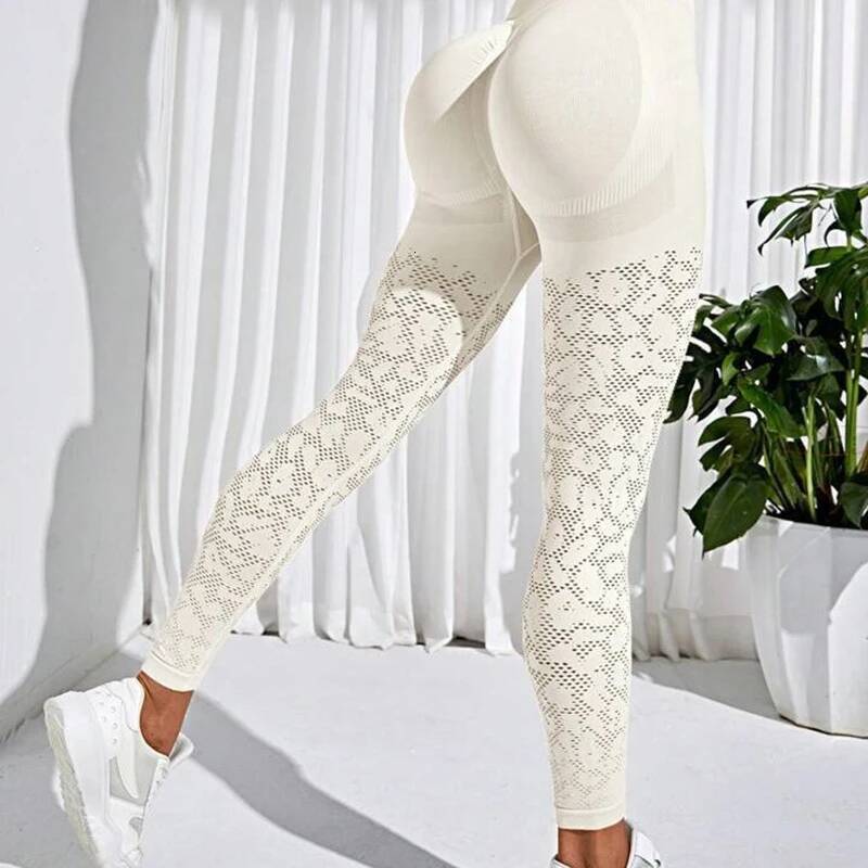 Seamless Tie Dye Sexy Hollow Out Leggings Women Gym High Waist Hip Liftting Fashion Trainning Running Yoga Tights