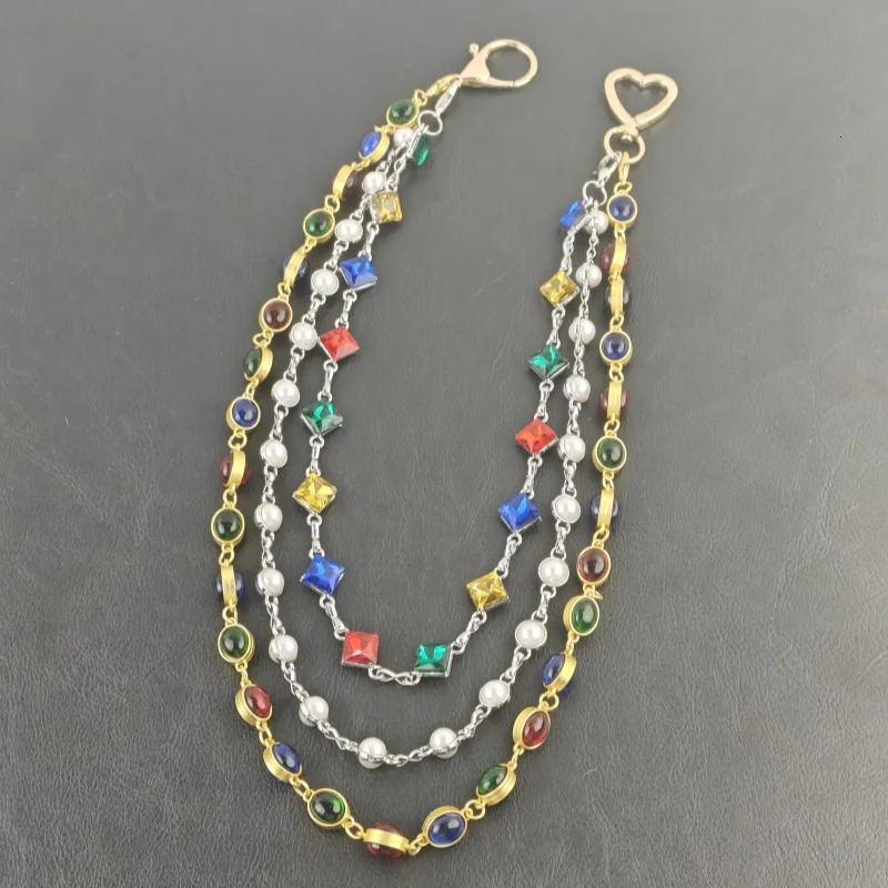 Model Locomotive Chain Colorful Round Beads Pearl Pants Chain Trendy Men And Girls Ones Waist Hip Hop Accessories 250604