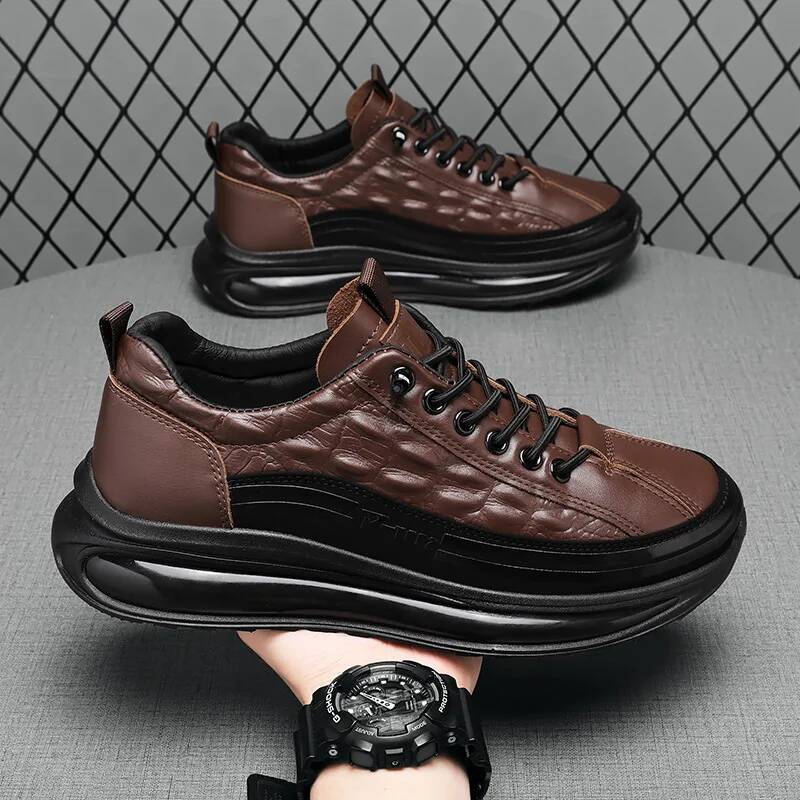 Ddmyoutdoor Retro Genuine Leather Sneakers Alligator Pattern Casual Men S Platform Shoes Outdoor Shoes
