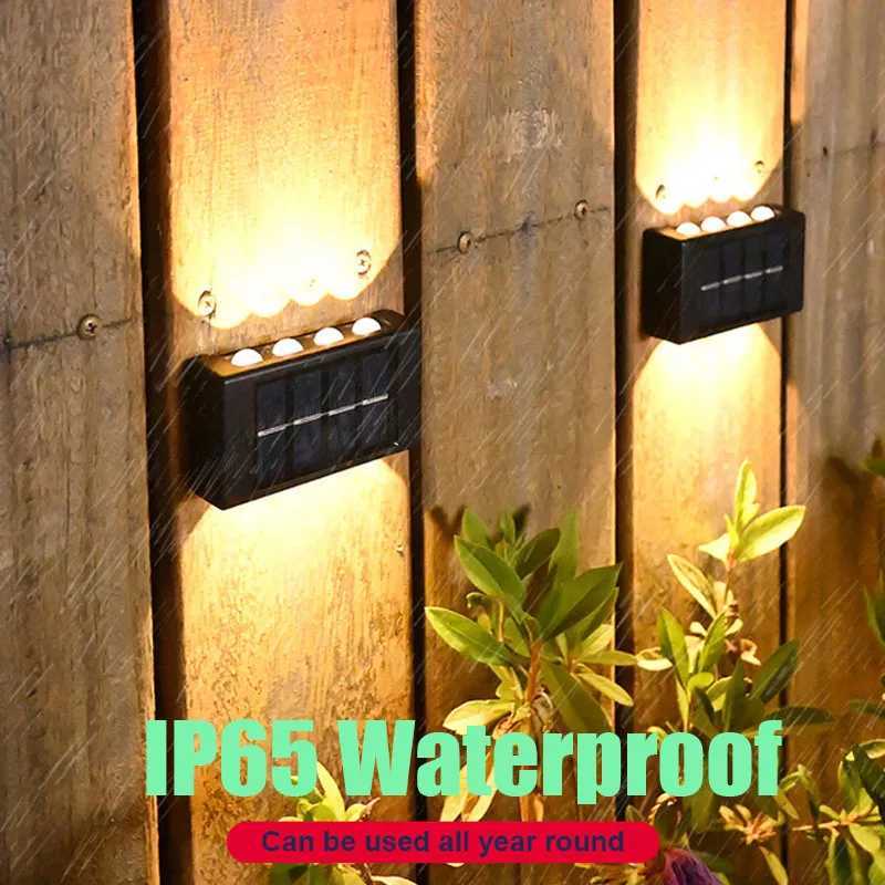 10/8/6/4LED Solar Wall Lamp Outdoor Waterproof Up and Down Luminous Lighting for Garden Fence Decoration Sunlight LightXJ250606