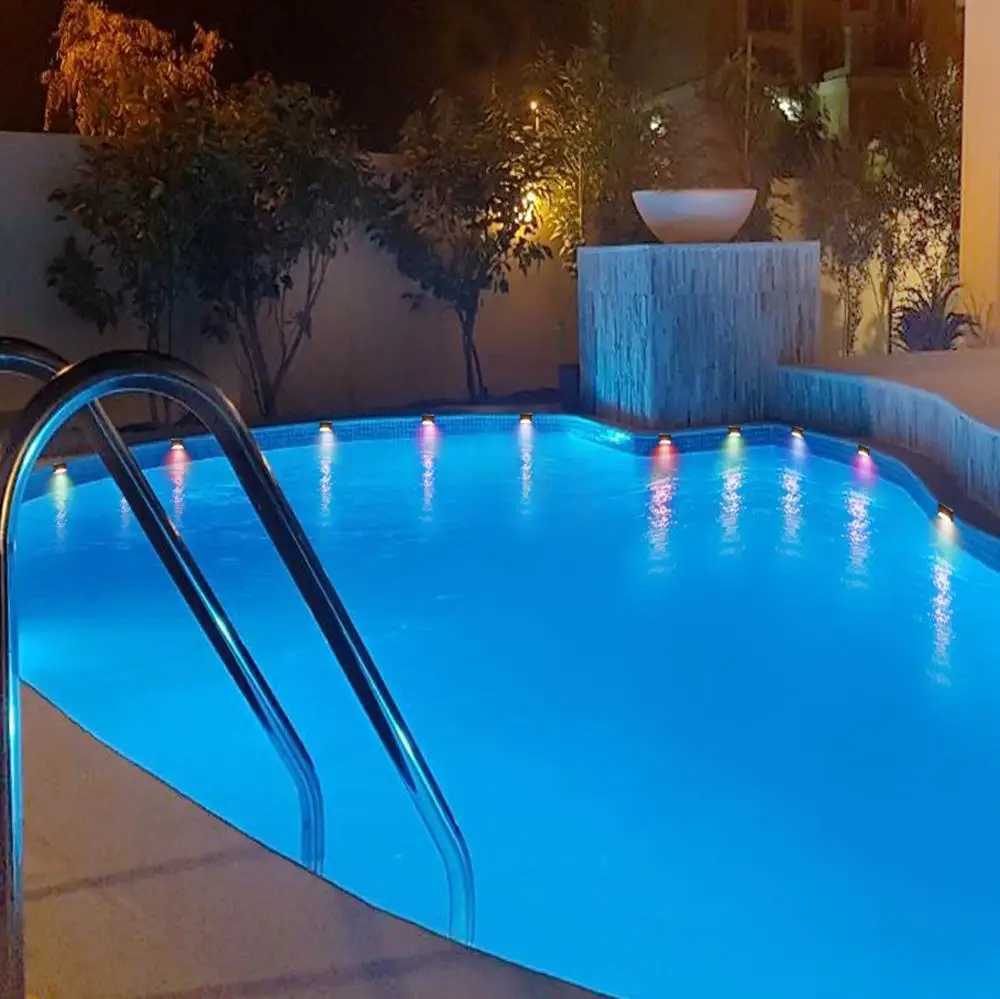 Color Changing Solar Deck Lights Waterproof LED Lights for Deck Stair Fence Yards Patio Outside Backyard Decor Solar Pool Lamp XJ250606