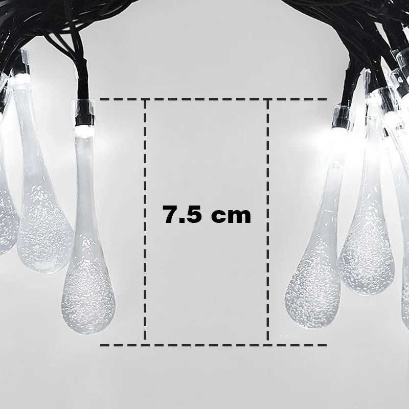 6M 30LED Solar Droplet Bulb String Lights Outdoor Waterproof Christmas Garland Garden Light Lawn Courtyard Solar Lamp Decoration W250607