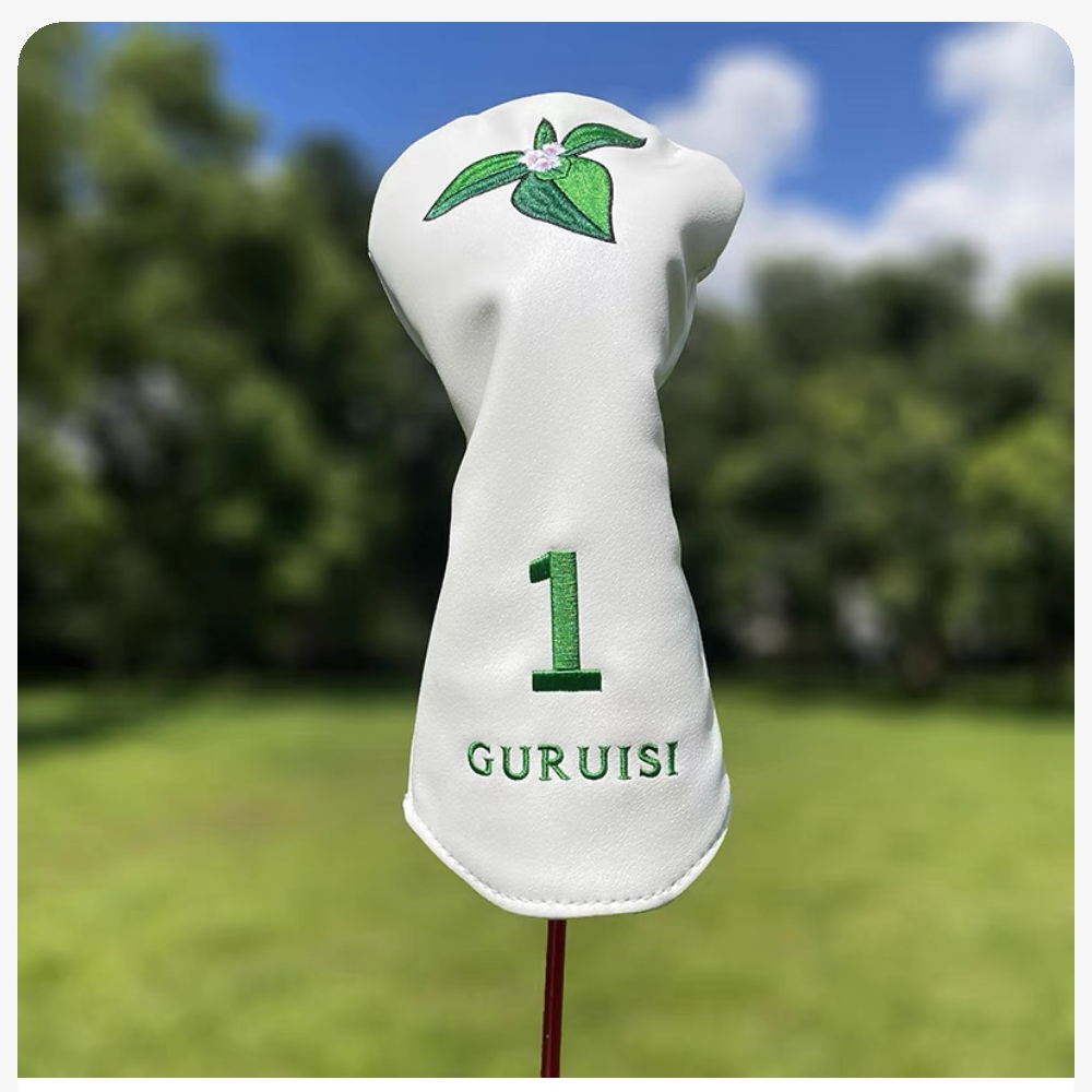 Golf Club Headcovers Wood Head covers Flower Design Driver Fairway Hybrid Woods Headcover Red PU Premium Leather Head