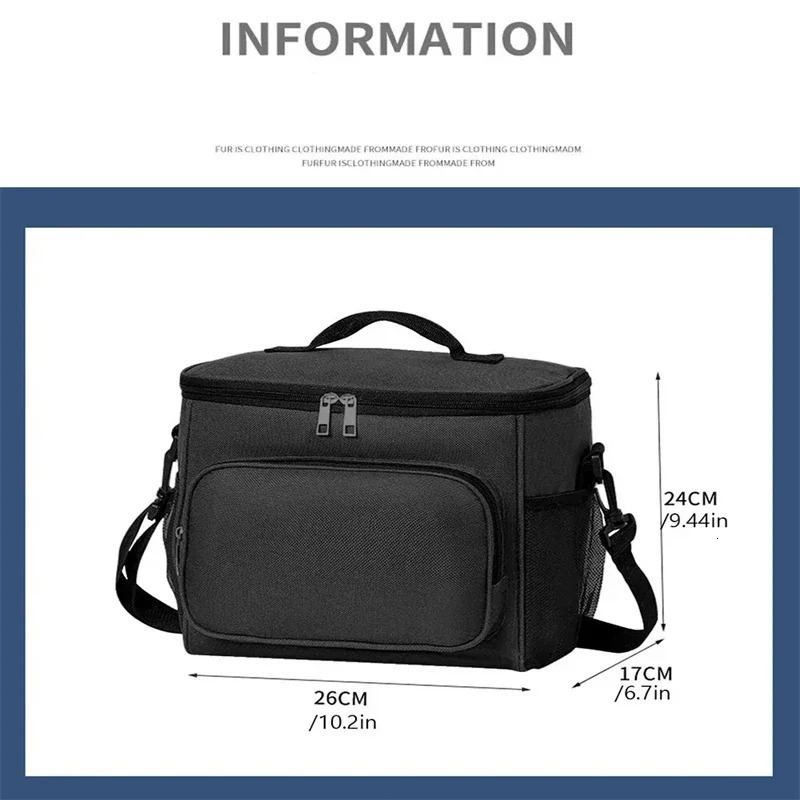 1Pcs Portable Lunch Bag Food Thermal Box Durable Waterproof Office Cooler Lunchbox With Adjustable Shoulder Strap Insulated Case 250606