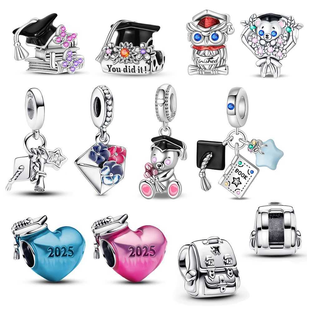 925 Sterling Silver Heart Shed Graduation Season Bachelor Hat Charm Suitable for DIY Bracelet Necklace Souvenir Gift XJ250607