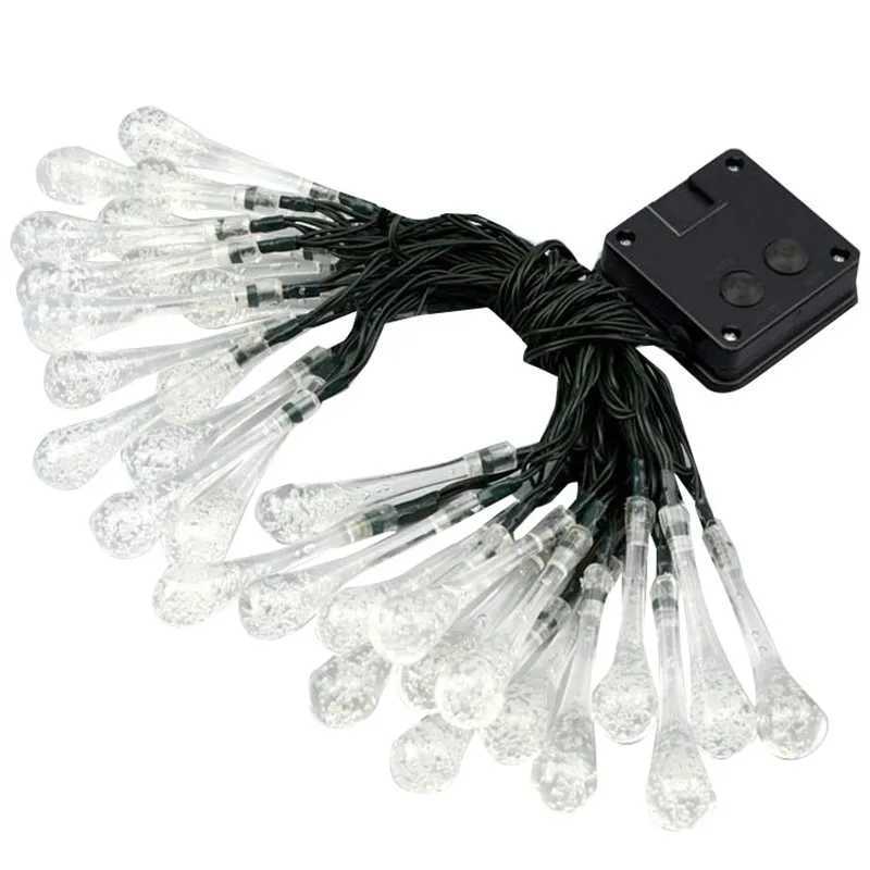 6M 30LED Solar Droplet Bulb String Lights Outdoor Waterproof Christmas Garland Garden Light Lawn Courtyard Solar Lamp Decoration XJ250606