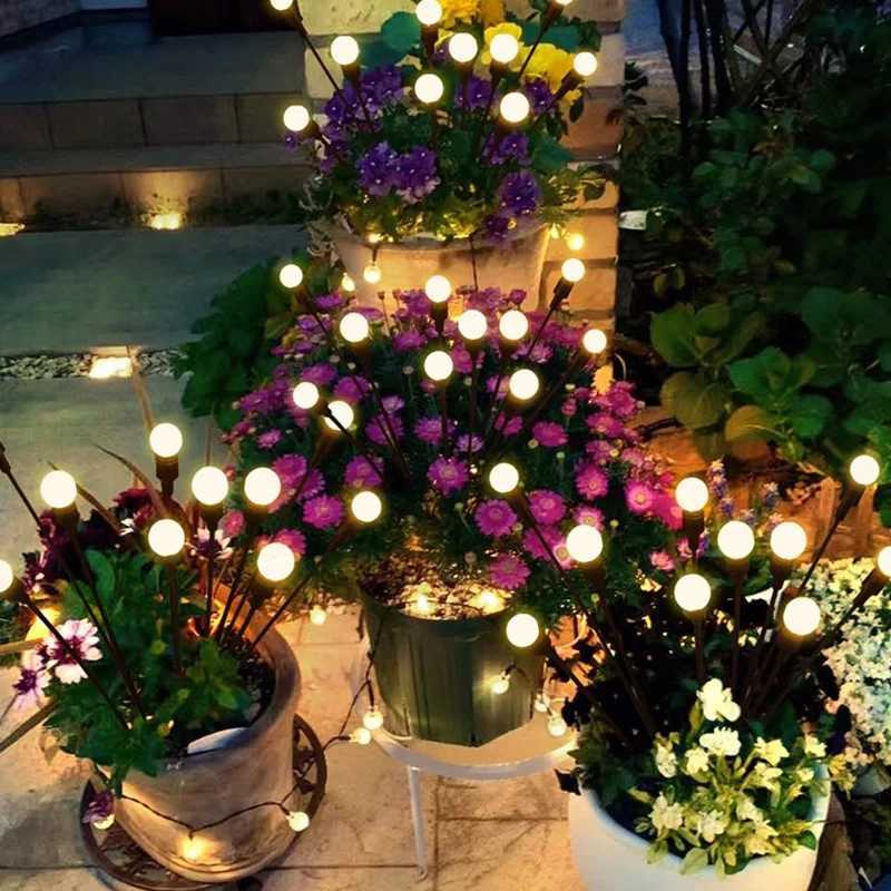 Solar Firefly Lawn Lamp 6/8/10 LEDs Glowworm Lights Outdoor Camping Courtyard Atmosphere Decoration XJ250606