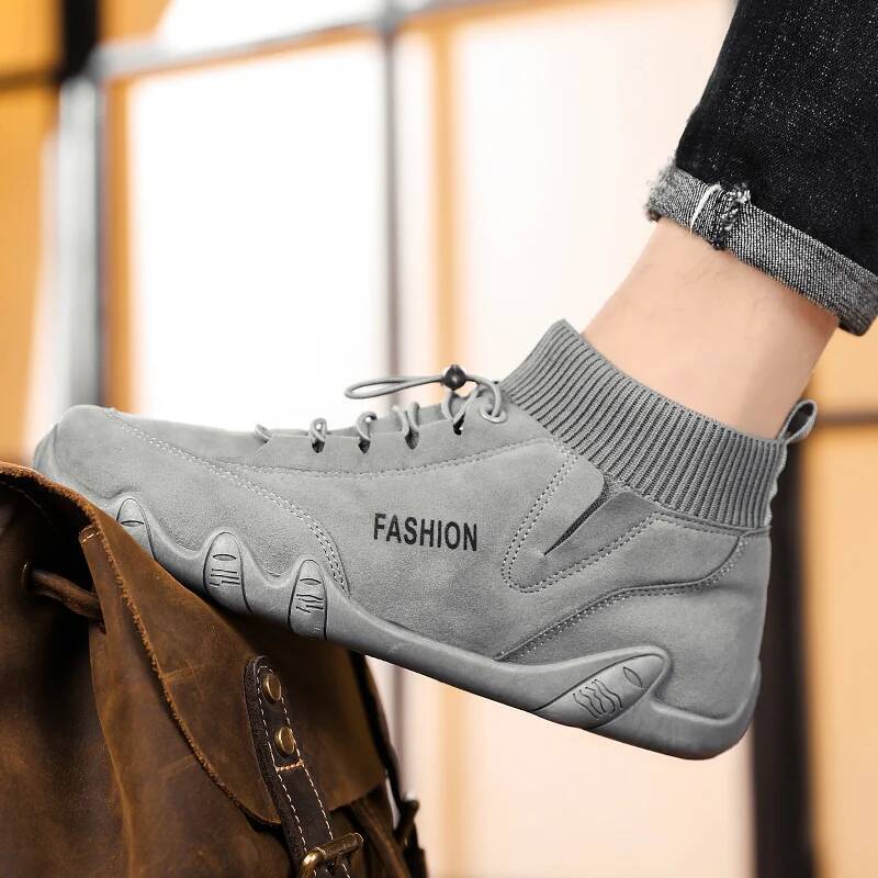 Ddmyoutdoor New Autumn Ankle Boots Casual High Top Socks Shoes Comfortable Flat Bottom Loafers Male Sneakers Shose For Men Outdoor Shoes