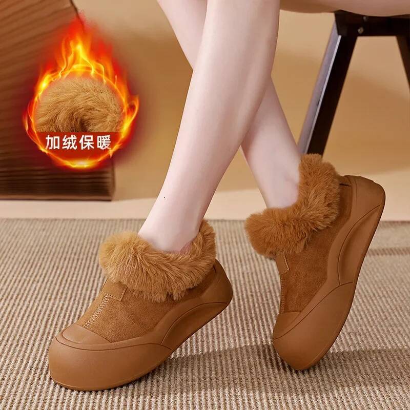 Ddmyoutdoor Women S Plush Autumn Winter New Warm Cotton Shoes Student Korean Fashion Platform Comfort Anti Slip Snow Boots Outdoor Shoes